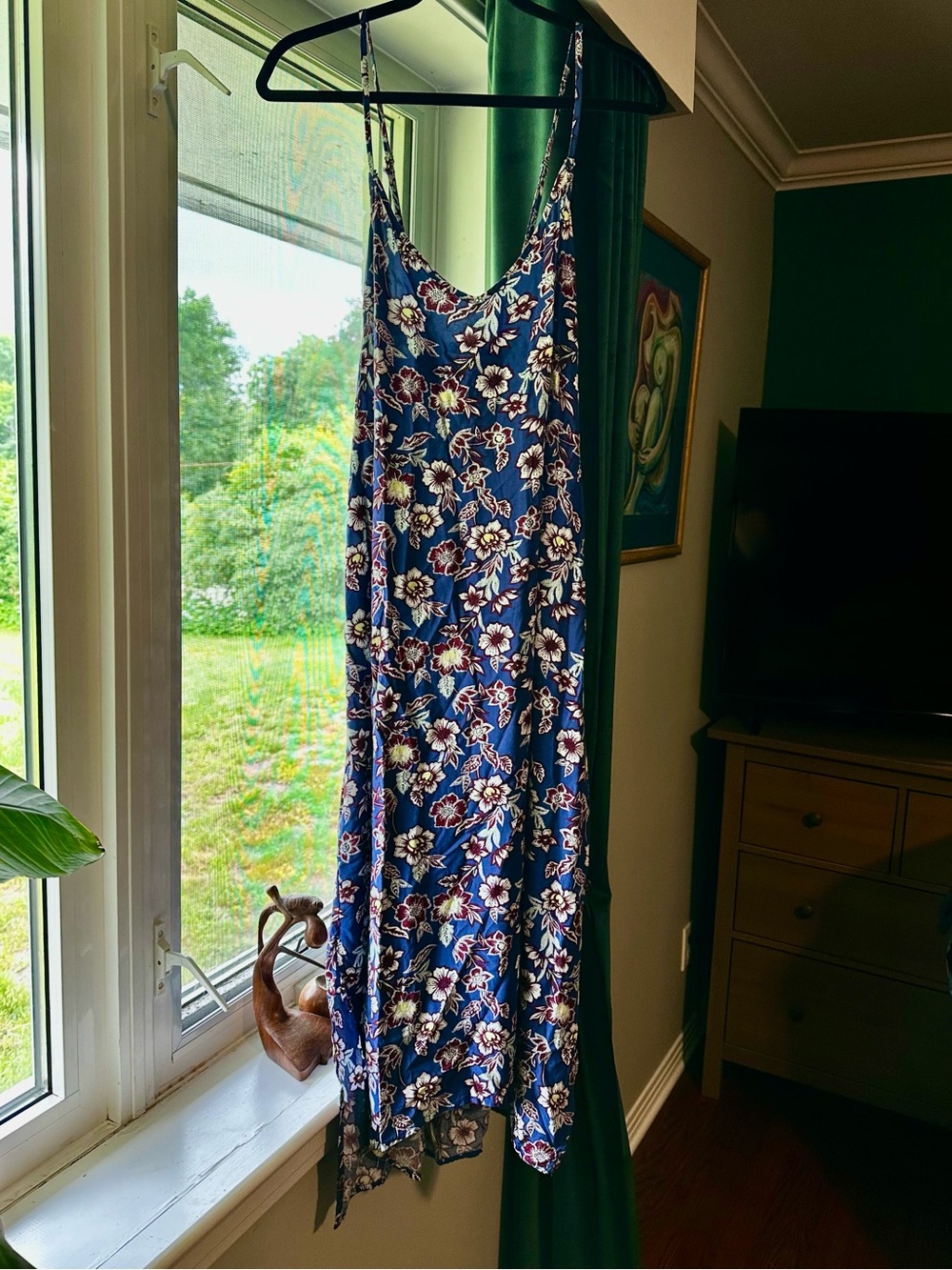 GAP Blue and White Floral Smocked Top
